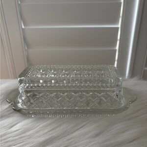 Vintage Elegant Clear Glass Butter Dish